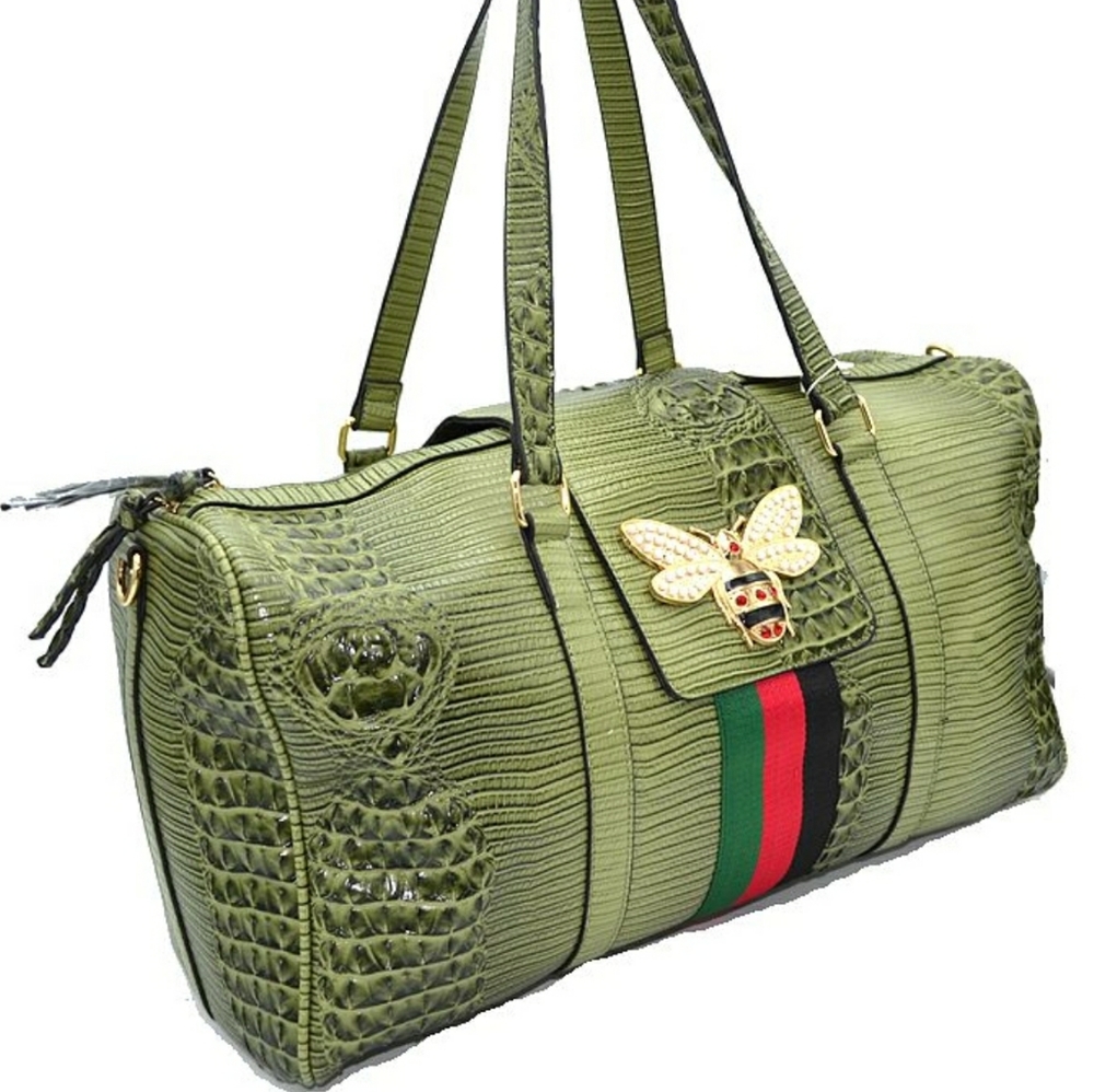 Green Snake Skin Travel Duffel / Tote Bag